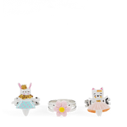Rex London - Ringen Set Konijn, Kat en Bloem (3 stuks)