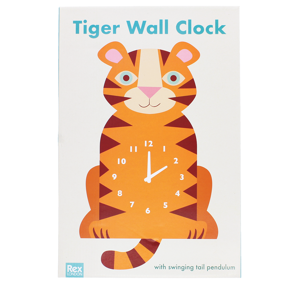 Rex London - Houten wandklok met slinger - Tijger