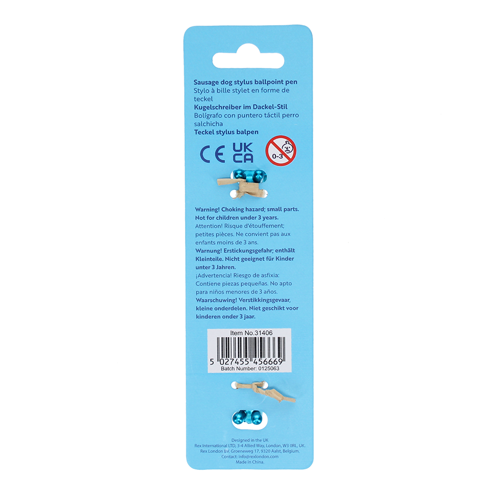 Rex London - Teckelpenvorm Balpen met Stylus - Blauw