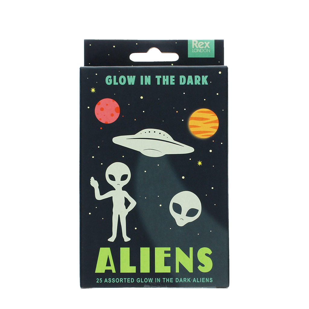 Rex London - Glow in the dark Stickers Aliens (doos met 25)