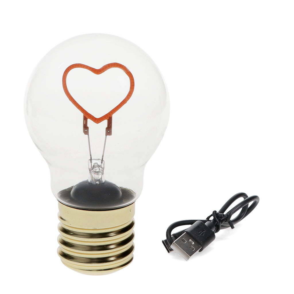 Rex London - USB Oplaadbare Gloeilamp Lamp Hart