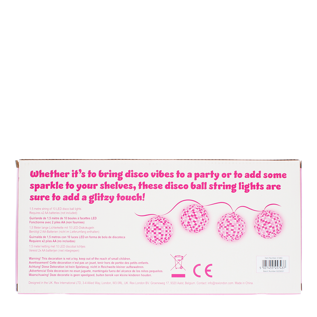 Rex London - LED Lichtslinger Discobal Roze (10 stuks)