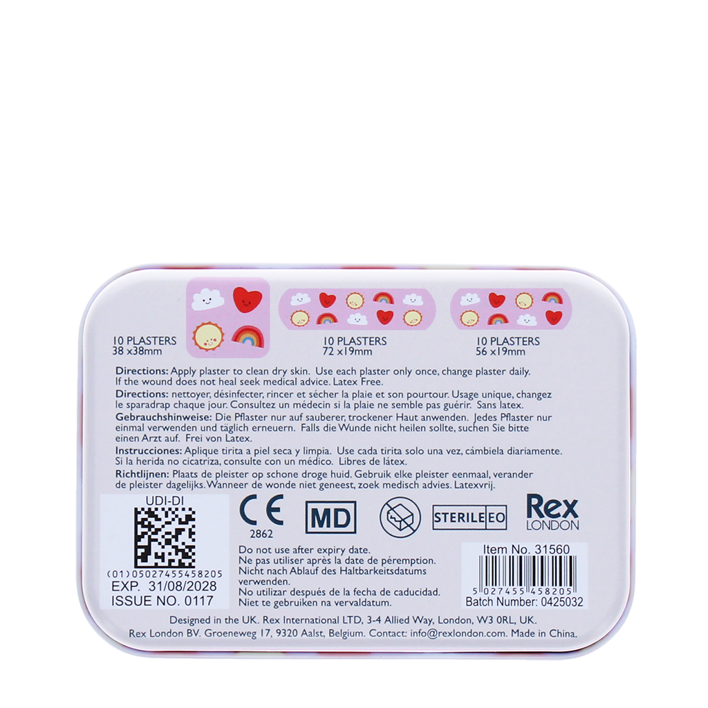 Rex London - Kinderplusters in Blik (30 stuks) - Kawaii Sunshine