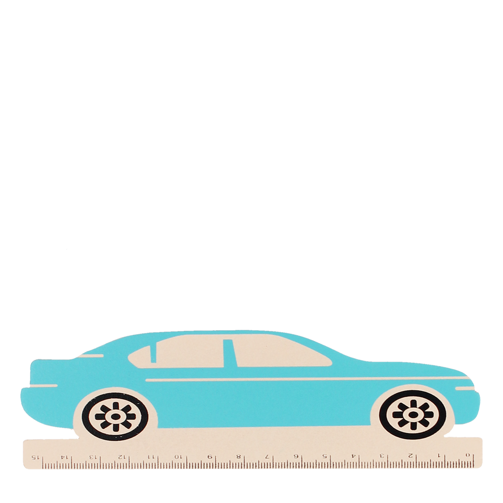Rex London - Houten liniaal blauwe auto