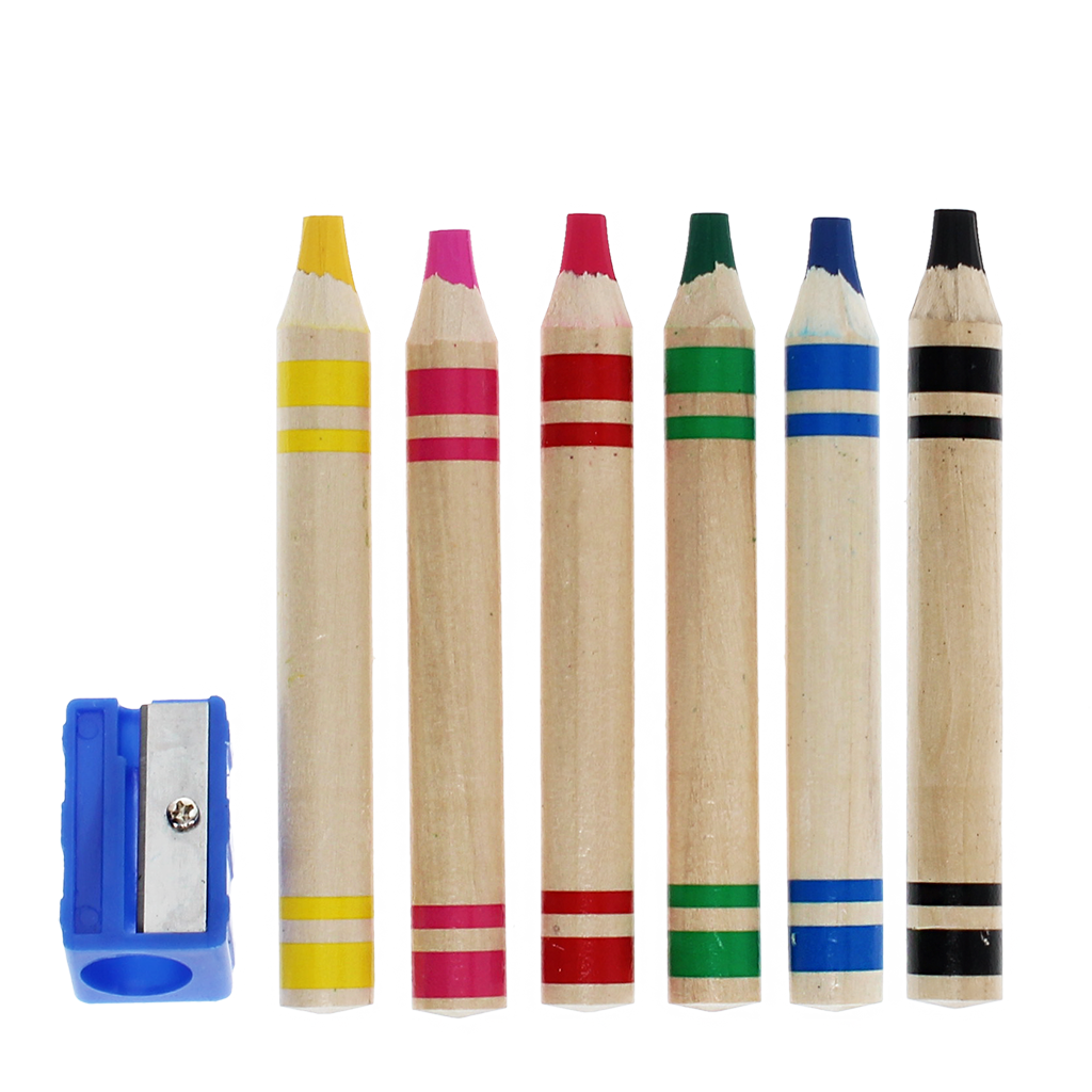 Rex London - Jumbo Houten Kleurpotloden met Puntenslijper (6 stuks)