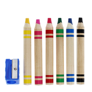 Rex London - Jumbo Houten Kleurpotloden met Puntenslijper (6 stuks)