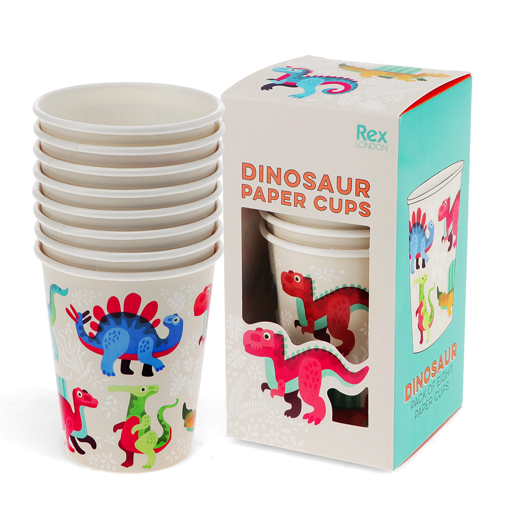Rex London - Papieren Bekertjes Baby Dino's (8 stuks)