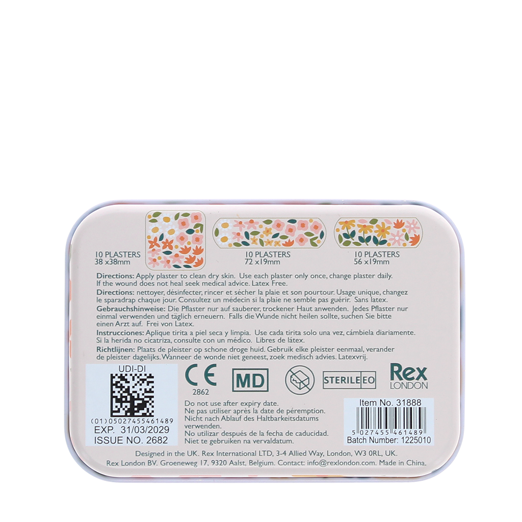 Rex London - Pleisters in blik (30 stuks) - Ditsy Floral