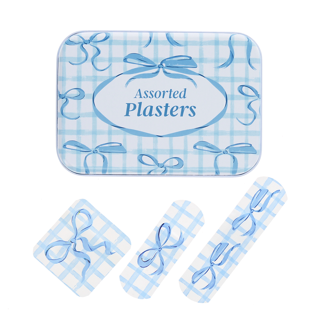Rex London - Pleisters in blik (30 stuks) - Blauwe strikjes