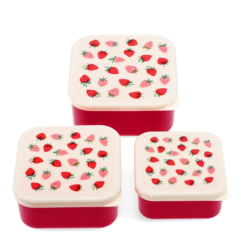 Rex London - Snackdoosjes Set van 3 Aardbeitjes