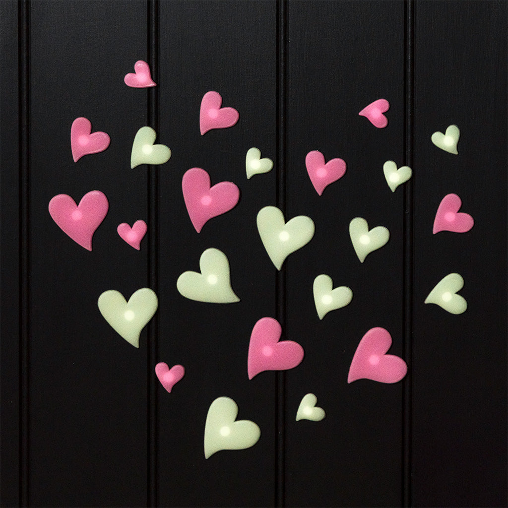 Rex London - Glow in the Dark Stickers Hartjes (24 stuks)