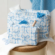 Rex London - Gewatteerde Make-up Tas Blauwe Strikjes