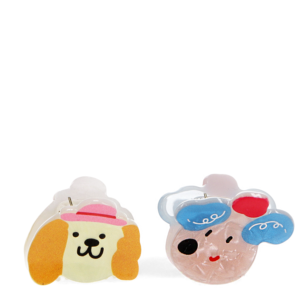 Rex London - Mini haarknipjes Vrolijke Honden (set van 2)