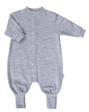 Joha - Wol-Fleece Jumpsuit 2-in-1 met Voetjes - Lichtgrijs Mélange