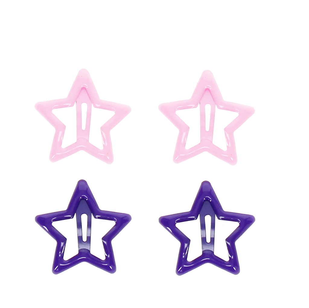 Rex London - Haarspeldjes Sterren Roze en Paars (set van 4)