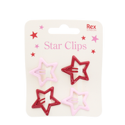 Rex London - Haarspeldjes Ster roze en rood (set van 4)
