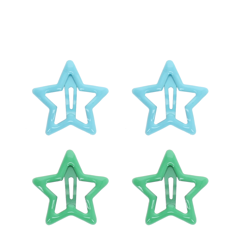 Rex London - Haarspeldjes Ster Blauw en Groen (set van 4)