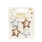Rex London - Haarspeldjes Ster met Goud en Zilver Glitter (set van 4)