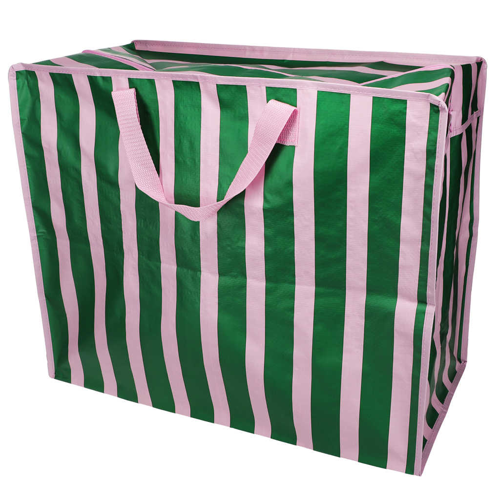 Rex London - Jumbo Opbergzak Roze met Groene Streep