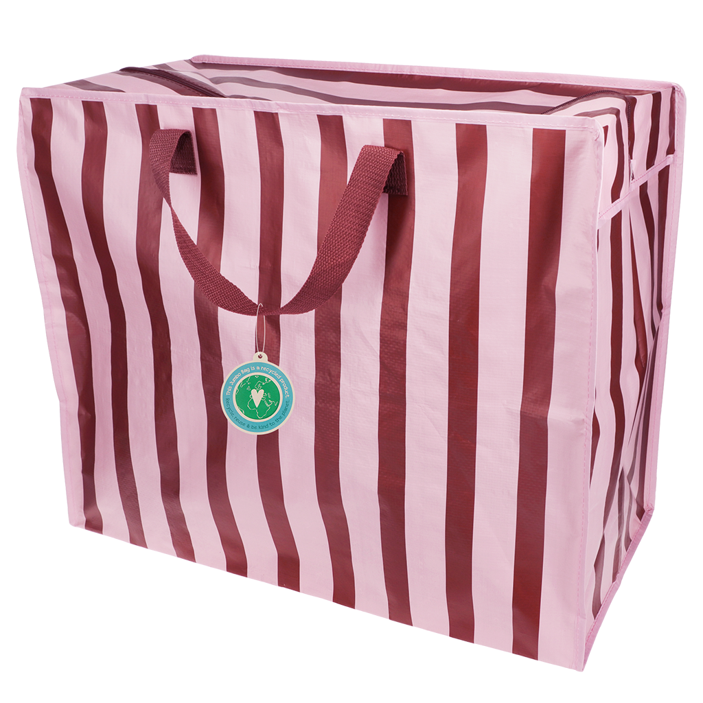 Rex London - Jumbo Opbergzak Roze met Bruine Streep