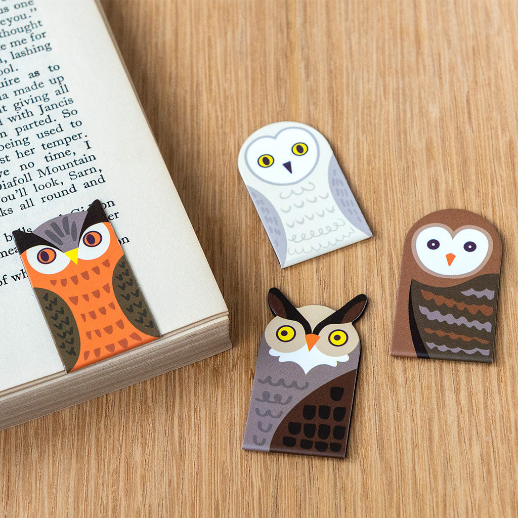 Rex London - Magnetische boekenleggers uilen (set van 4)
