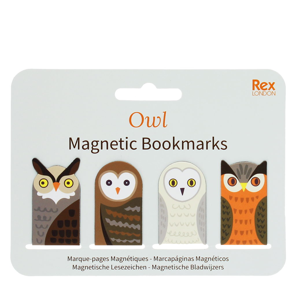 Rex London - Magnetische boekenleggers uilen (set van 4)