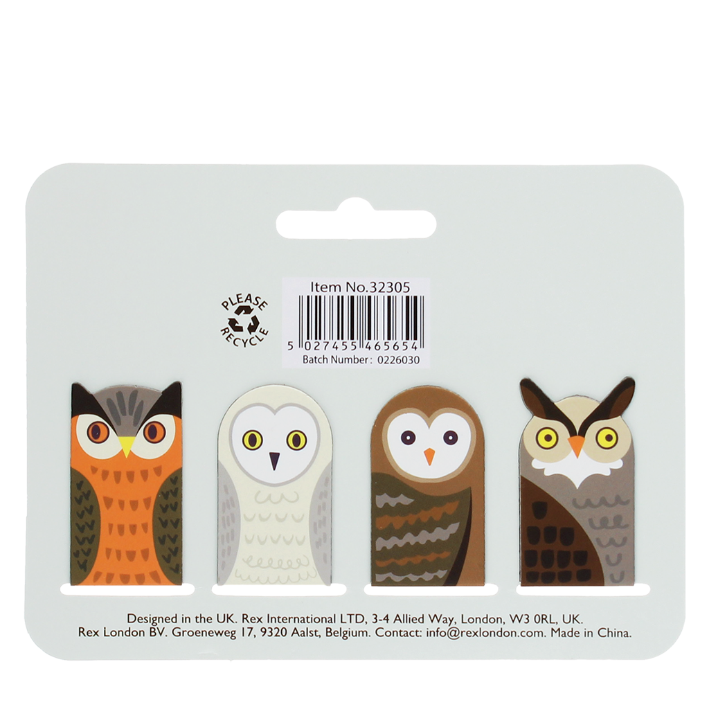 Rex London - Magnetische boekenleggers uilen (set van 4)