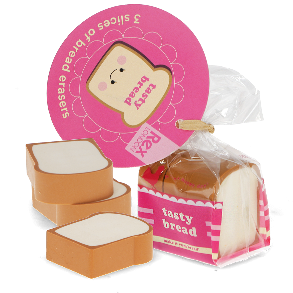 Rex London - Gummen Brood Tasty Bread (roze, 3 plakjes)