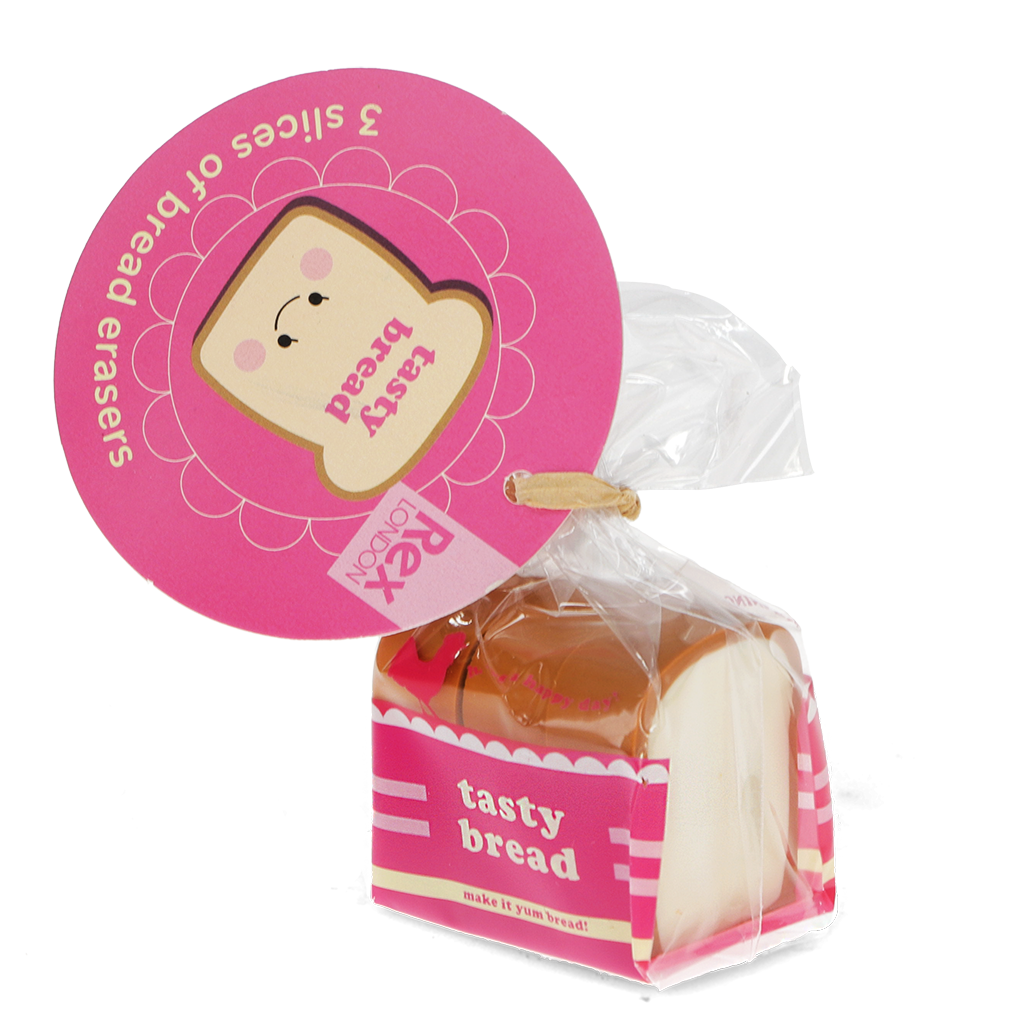 Rex London - Gummen Brood Tasty Bread (roze, 3 plakjes)