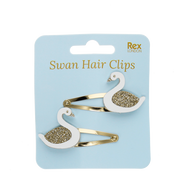 Rex London - Glitter Haarclips Zwaan (set van 2)