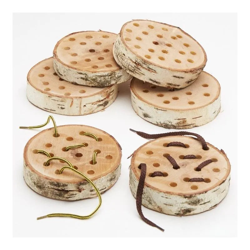 Cosy - Houten Rijgfiguren Mini (6 stuks)