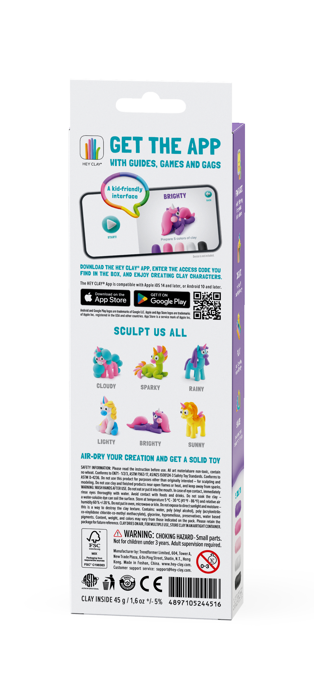 Hey Clay - Unicorns Brighty (3 potjes)