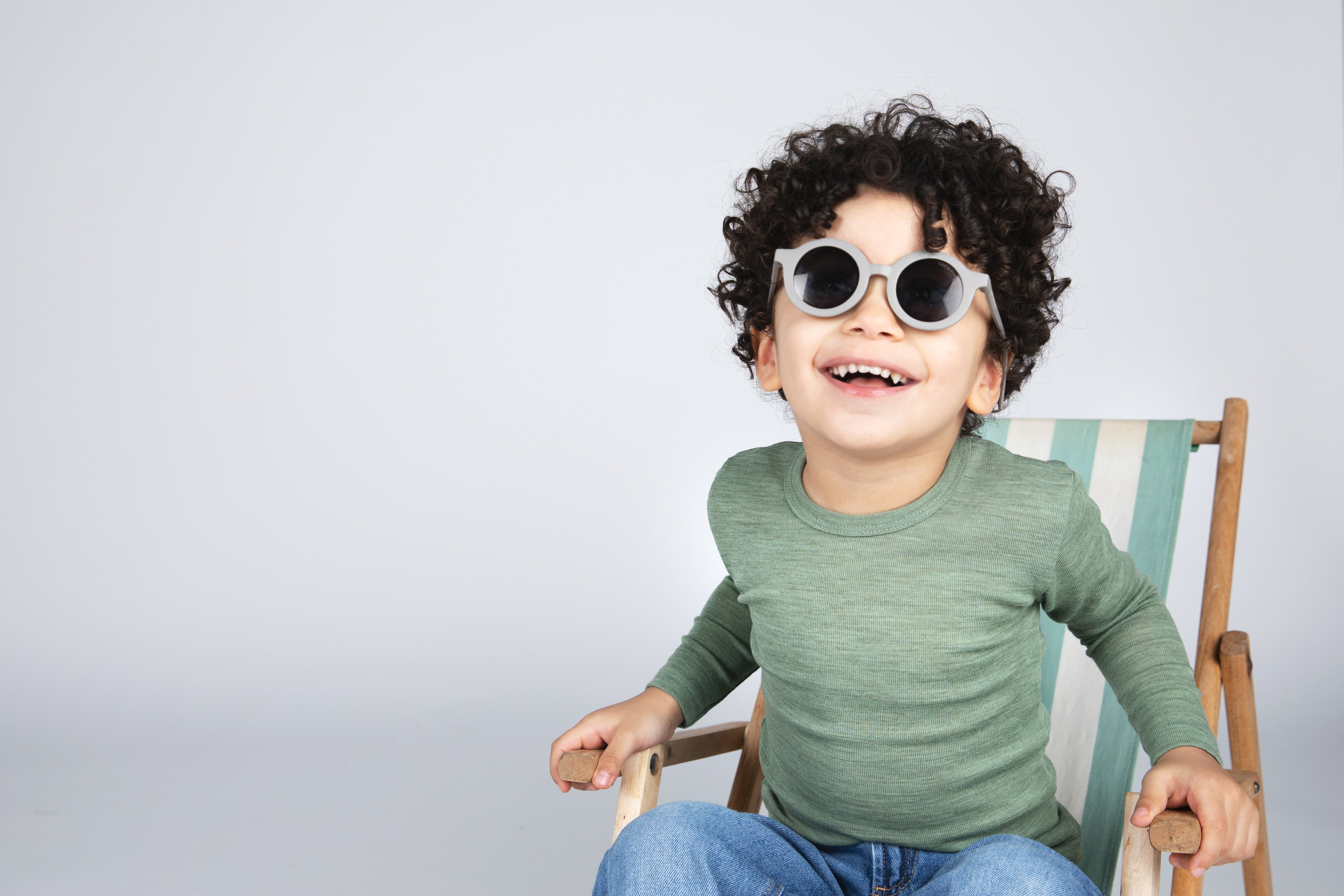 Engel Natur - Kinder Shirt, Lange Mouw - Saliegroen Mélange