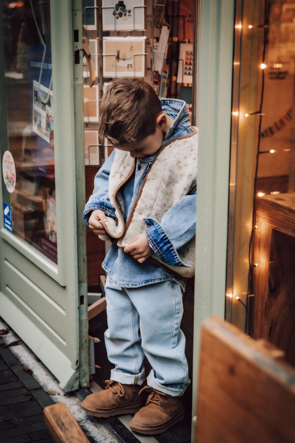 Alwero Jr - Vest of bodywarmer Tyb light - Donkere Bies - 100% wol