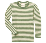 Engel Natur - Wol/Zijde Kinder Shirt, Lange Mouw - Saliegroen Mélange/Naturel