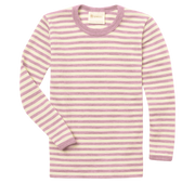 Engel Natur - Wol/Zijde Kinder Shirt, Lange Mouw - Rosewood Mélange/Naturel