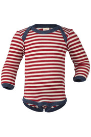 Engel Natur - 100% wol lange mouw romper - Rood Mélange/Naturel