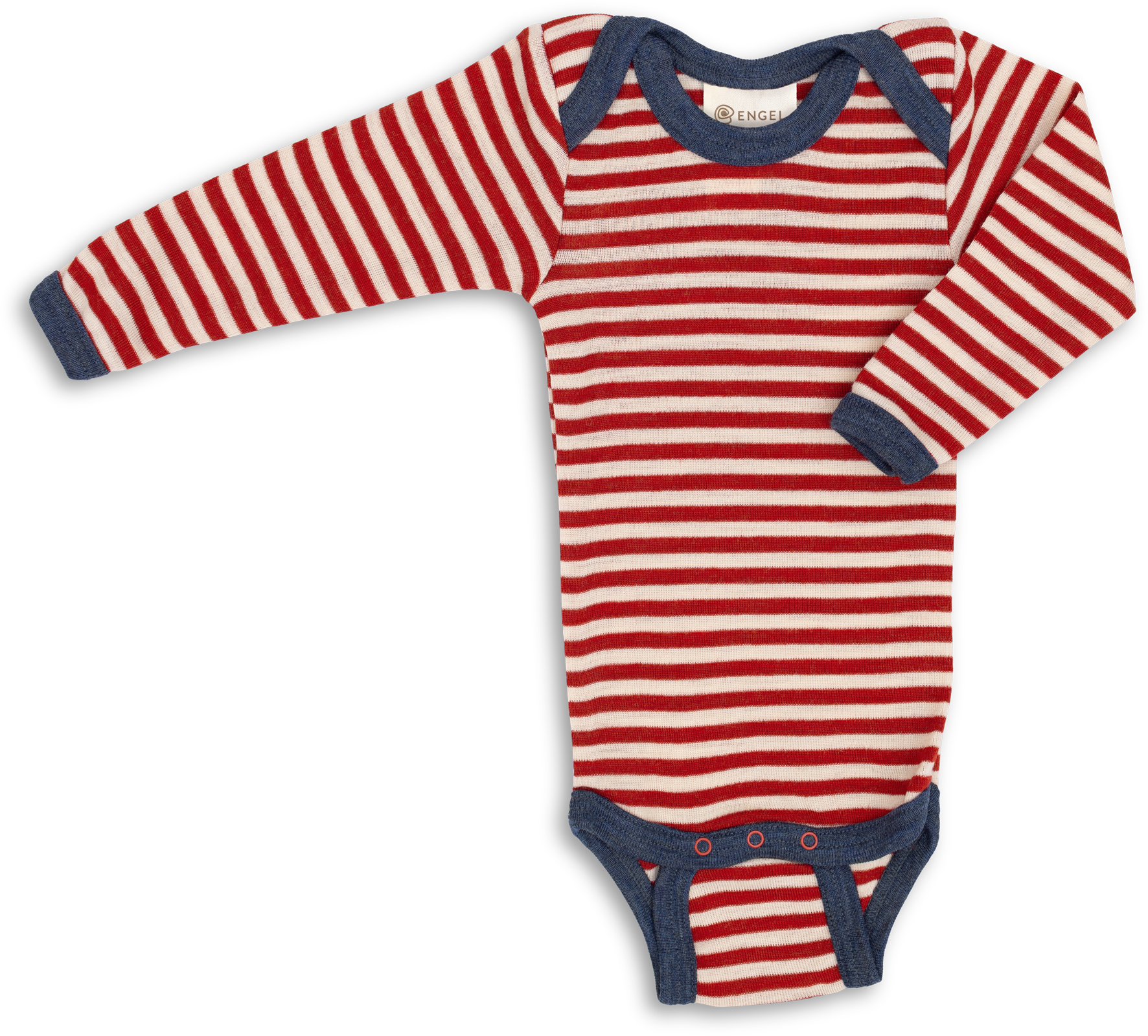 Engel Natur - 100% wol lange mouw romper - Rood Mélange/Naturel