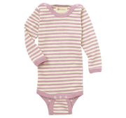 Engel Natur - Wol Baby Romper Lange Mouw met Drukknopen op de Schouders - Rosewood Mélange/Naturel