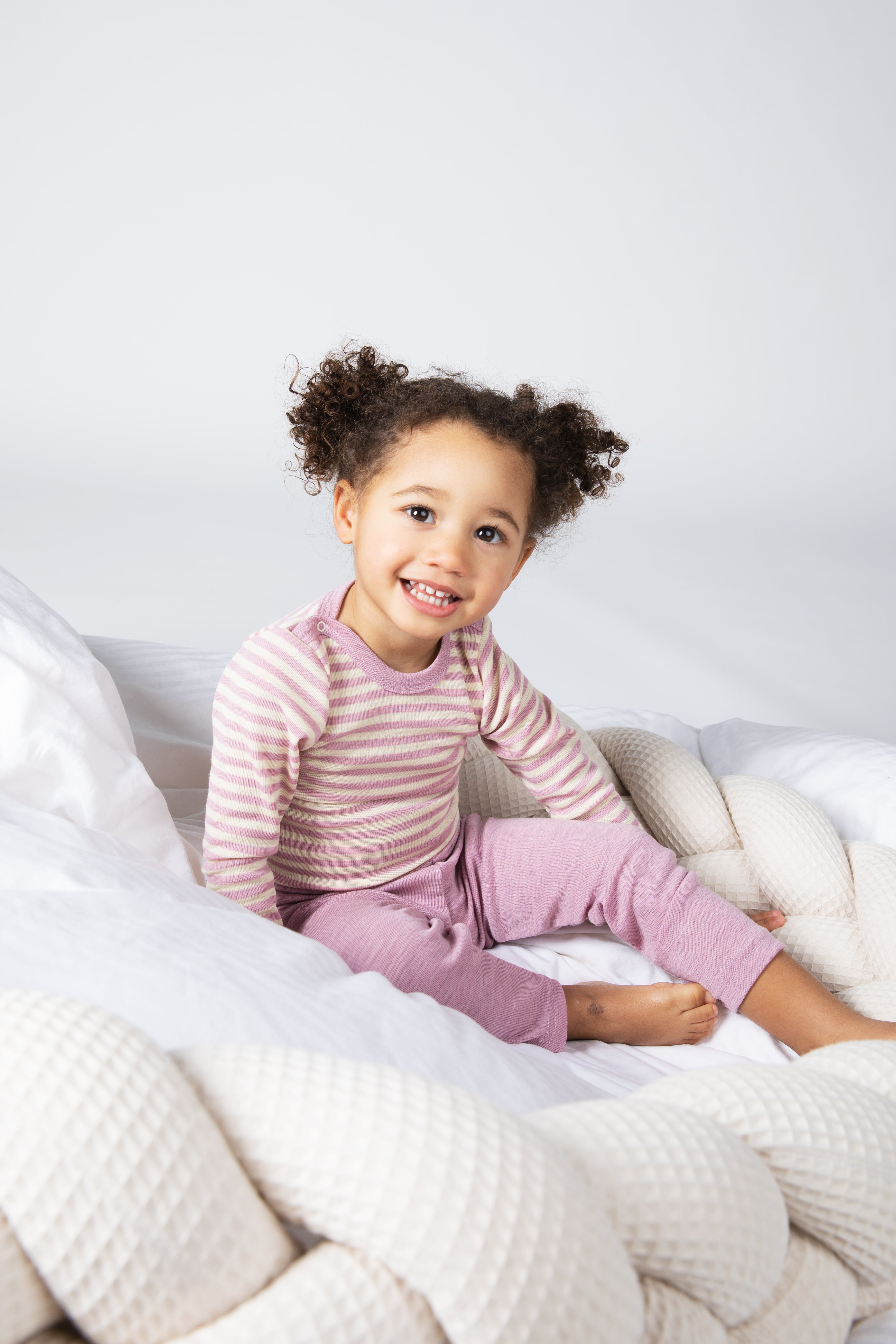 Engel Natur - Wol Baby Romper Lange Mouw met Drukknopen op de Schouders - Rosewood Mélange/Naturel