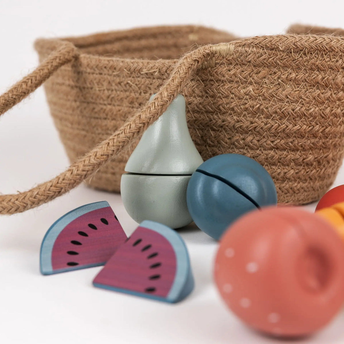 Egmont Toys - Houten fruit- en groenteset in juten mand