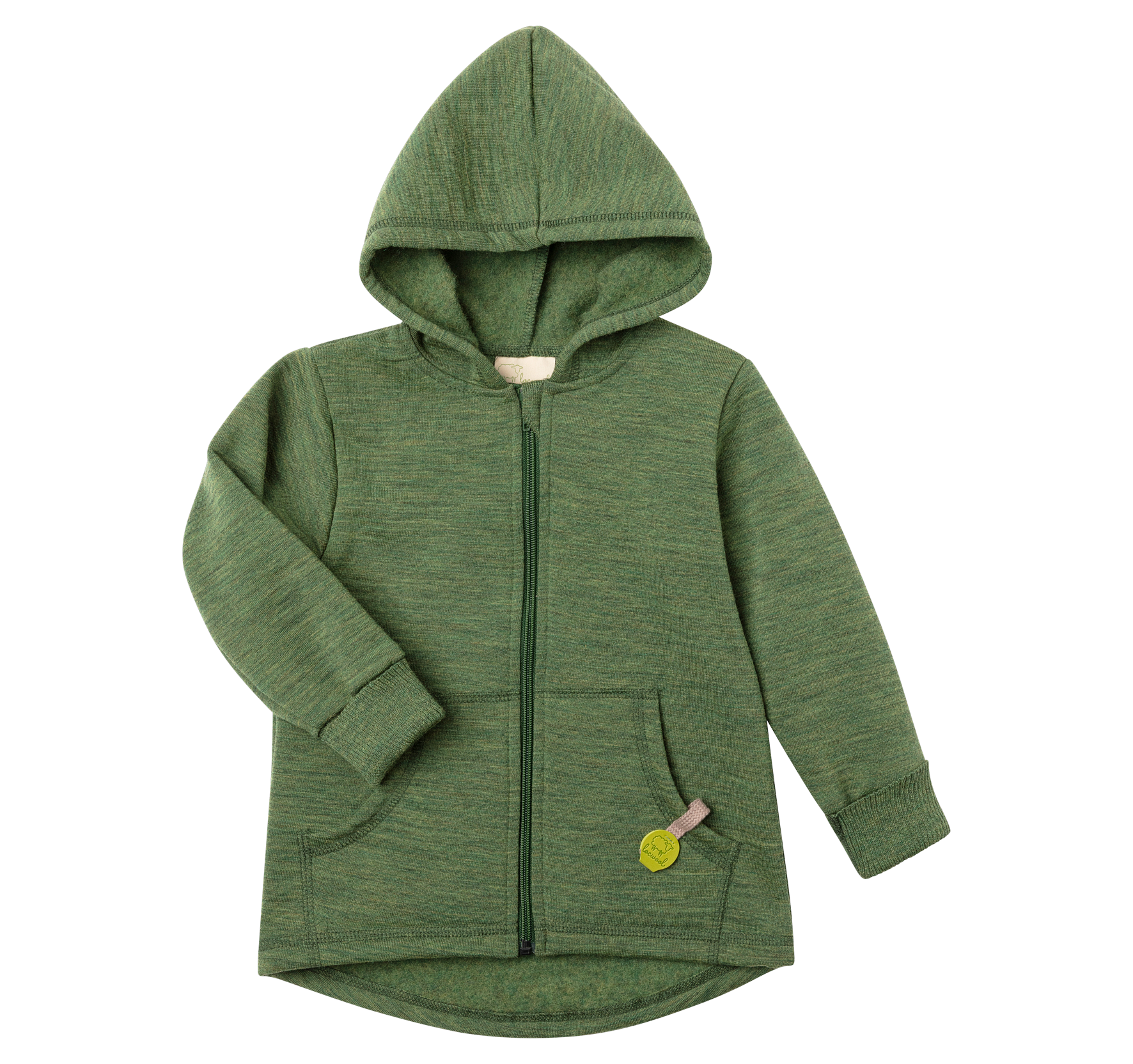 Engel Natur - Wol Kinder Capuchonvest met Rits - Tijm Mélange