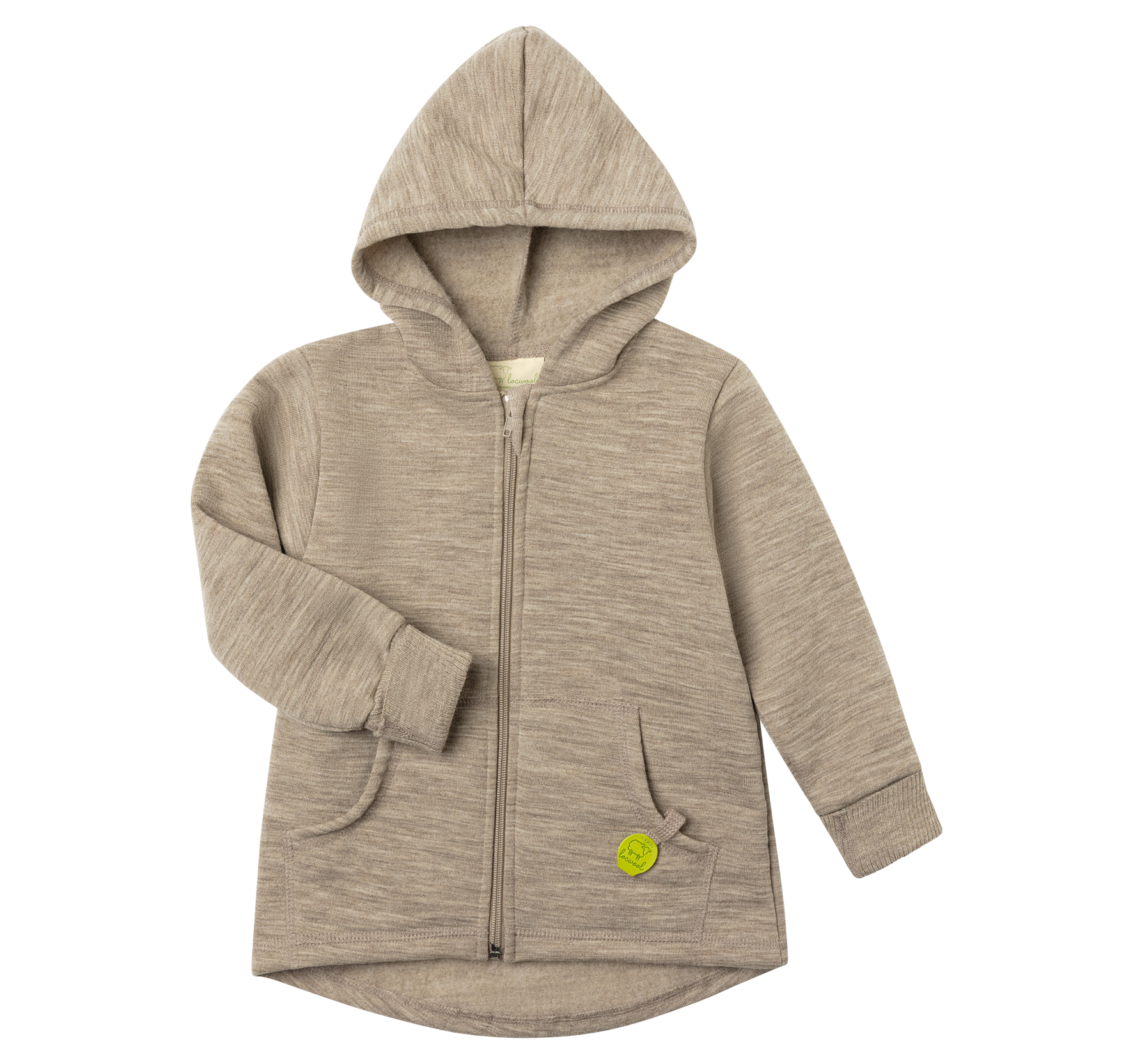Engel Natur - Wol Kinder Capuchonvest met Rits - Berk Mélange