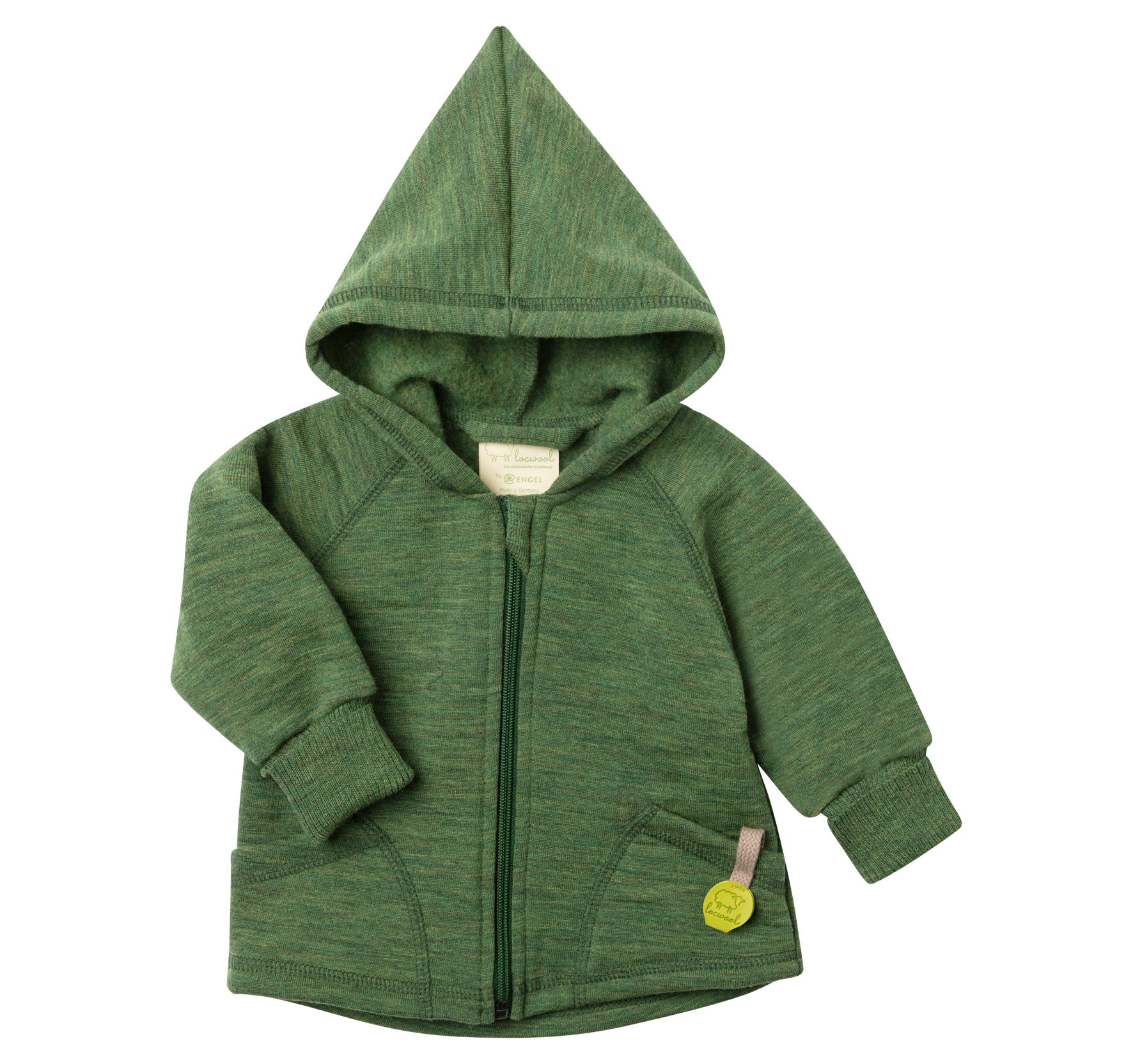 Engel Natur - Wol Baby Capuchonvest met Rits - Tijm Mélange