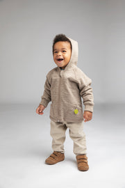 Engel Natur - Wol Baby Capuchonvest met Rits - Berk Mélange