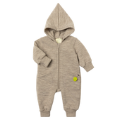 Engel Natur - Wol Baby Capuchon-overall met Rits - Berk Mélange