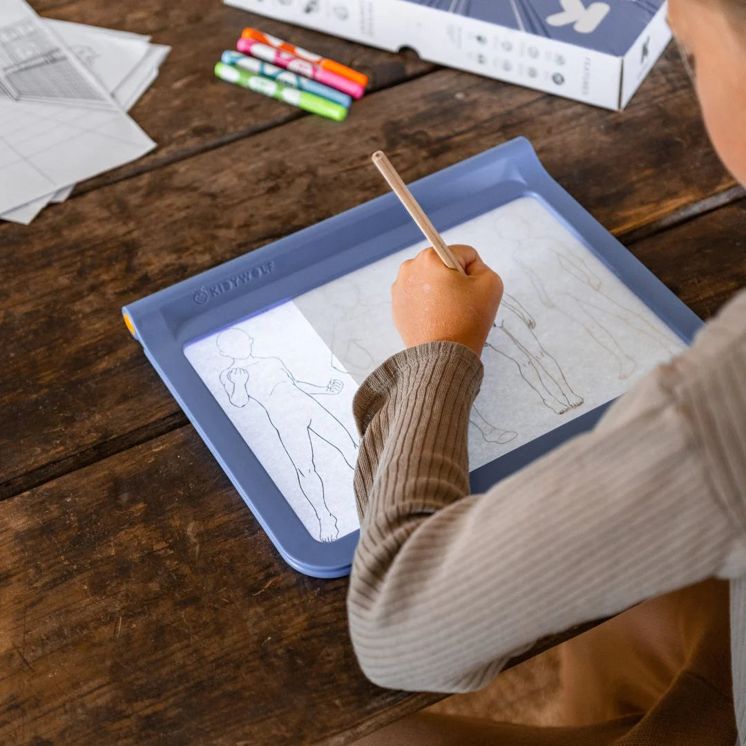 Kidywolf - Kidydraw-pro BLUE manga lichtgevende tekentablet + 4 stiften