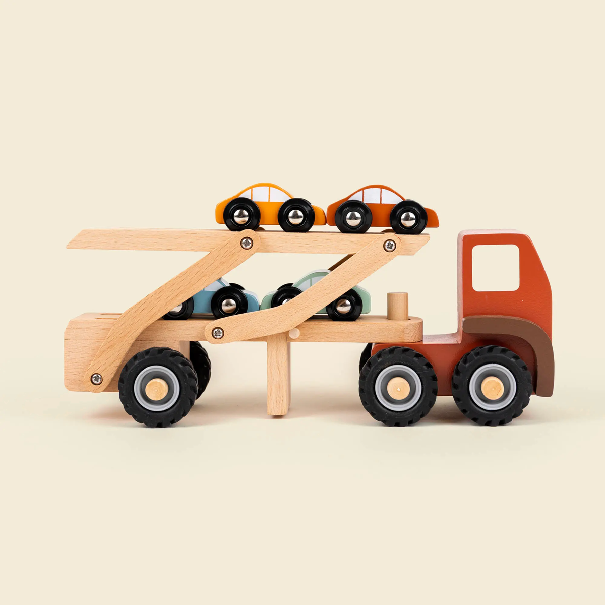 Egmont Toys - Houten autotransporter met 4 auto's