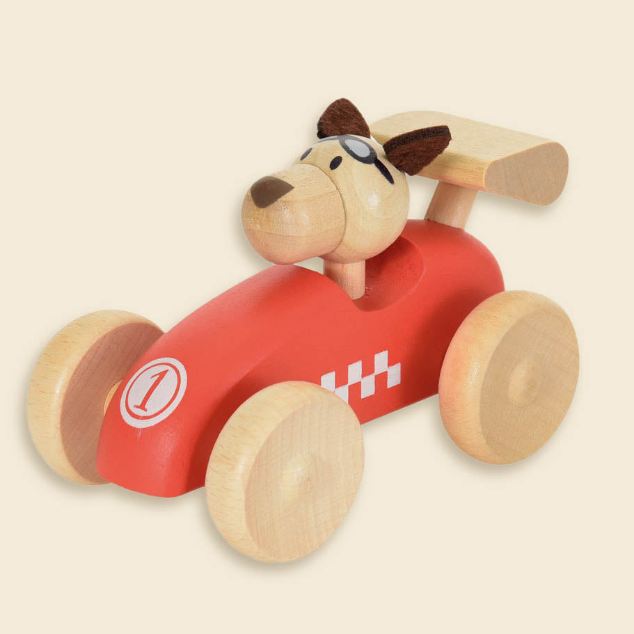Egmont Toys - Houten raceauto met hond als bestuurder