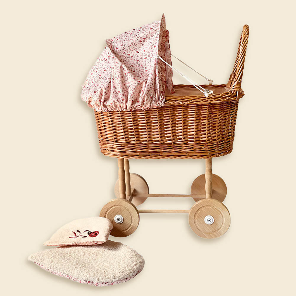 Egmont Toys - Rieten poppenwagen lieveheersbeestje